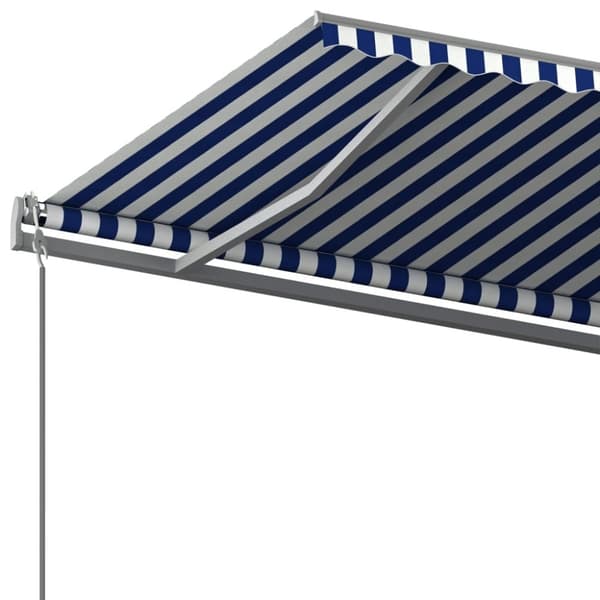 vidaXL Frittstående manuell uttrekkbar markise 600x350 cm blå/hvit