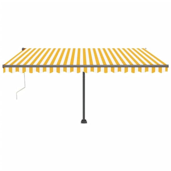 vidaXL Automatisk markise med vindsensor og LED 450x300 cm gul/hvit