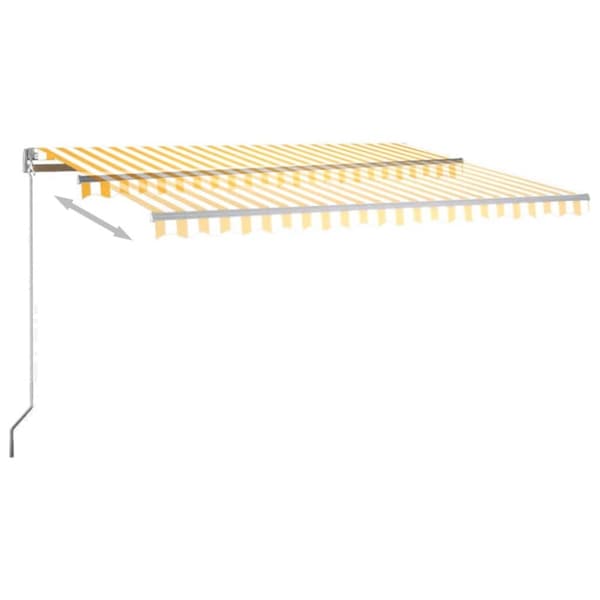vidaXL Automatisk markise med vindsensor og LED 450x300 cm gul/hvit