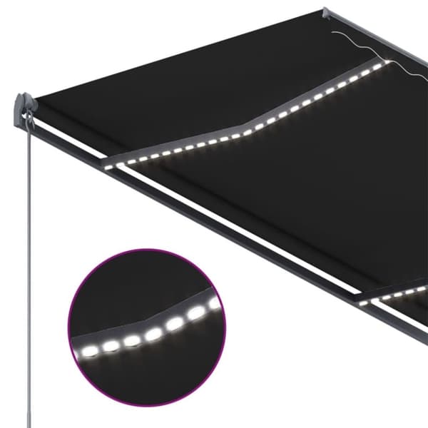 vidaXL Automatisk markise med LED og vindsensor 350x250 cm antrasitt