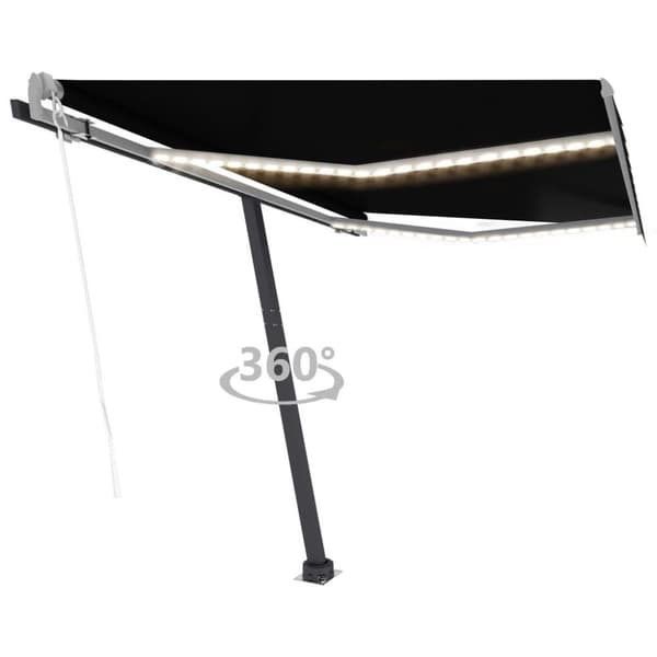 vidaXL Automatisk markise med LED og vindsensor 350x250 cm antrasitt