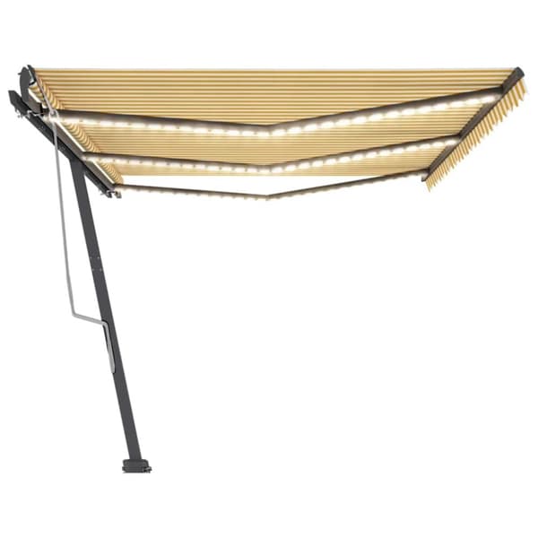 vidaXL Markis manuellt infällbar med LED 600x300 cm gul och vit