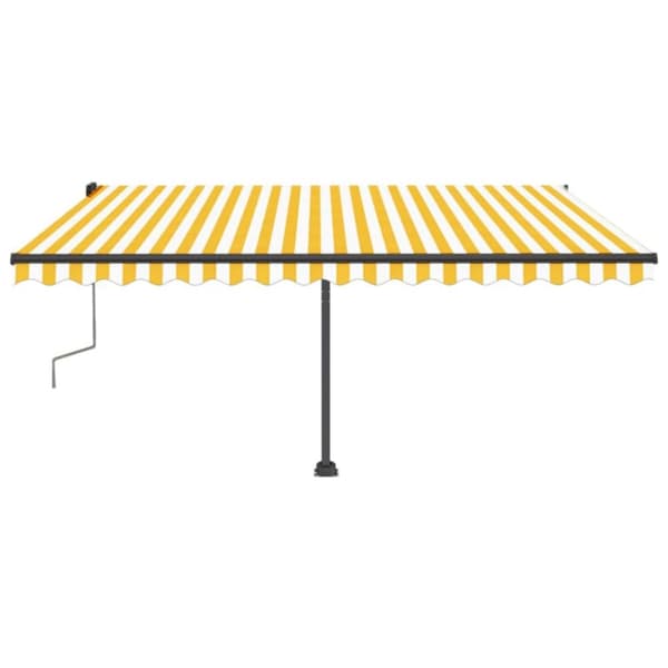 vidaXL Frittstående manuell uttrekkbar markise 400x350 cm gul/hvit