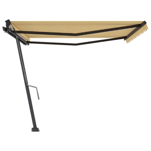 vidaXL Frittstående manuell uttrekkbar markise 400x350 cm gul/hvit