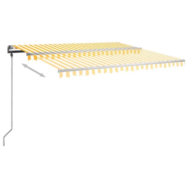 vidaXL Frittstående manuell uttrekkbar markise 400x350 cm gul/hvit
