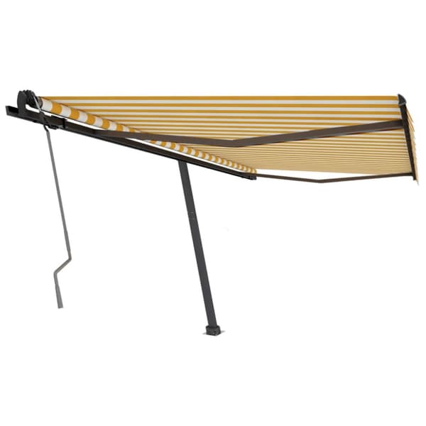 vidaXL Frittstående manuell uttrekkbar markise 400x350 cm gul/hvit
