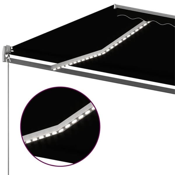 vidaXL Automatisk markise med vindsensor og LED 600x300 cm antrasitt