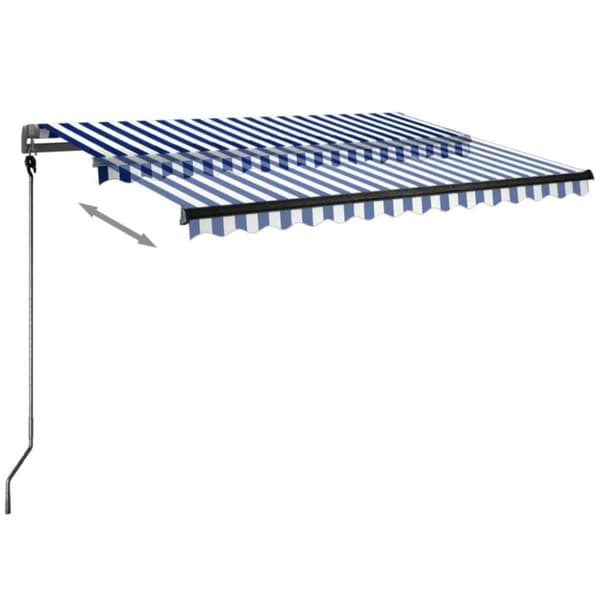 vidaXL markise m. LED-lys+vindsensor 300x250 cm automatisk blå/hvid