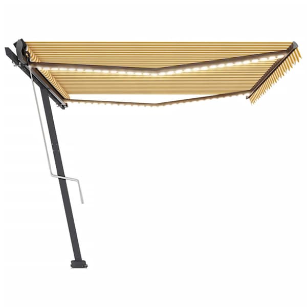 vidaXL Sisäänkelattava markiisi LED/tuulisensori 500x350 cm keltavalk.
