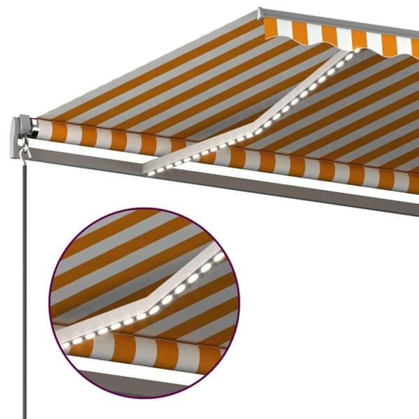 vidaXL Sisäänkelattava markiisi LED/tuulisensori 500x350 cm keltavalk.