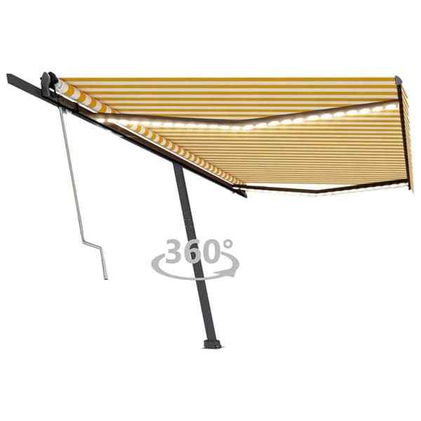vidaXL Sisäänkelattava markiisi LED/tuulisensori 500x350 cm keltavalk.