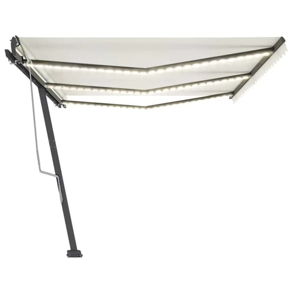 vidaXL markise m. LED-lys 600x300 cm manuel betjening cremefarvet