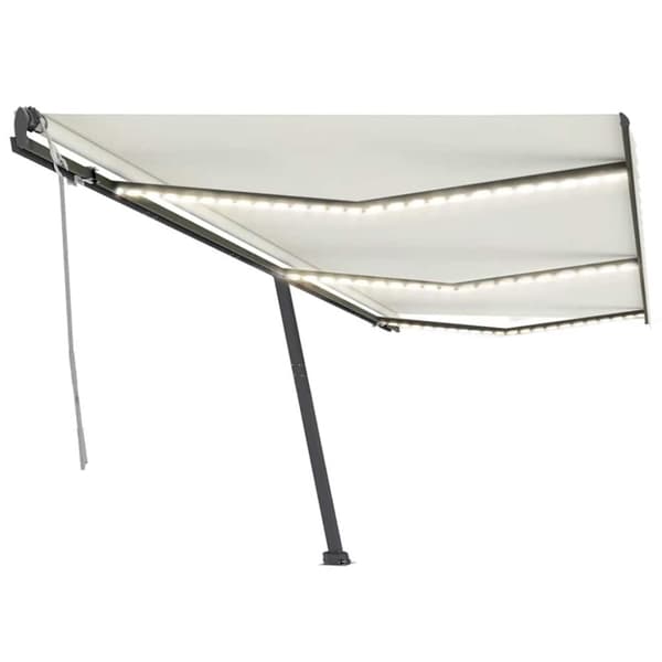 vidaXL markise m. LED-lys 600x300 cm manuel betjening cremefarvet