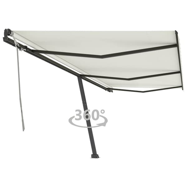 vidaXL Vapaasti seisova sisäänkelattava markiisi 600x350 cm kerma