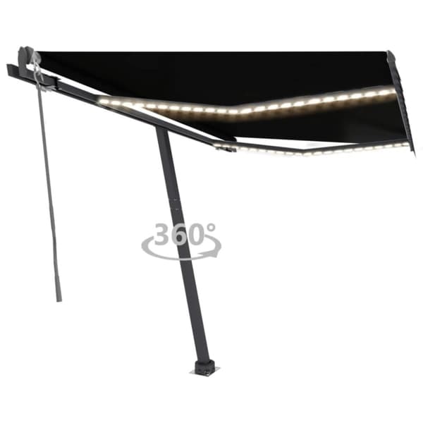 vidaXL Sisäänkelattava markiisi LED/tuulisensori 300x250cm antrasiitti