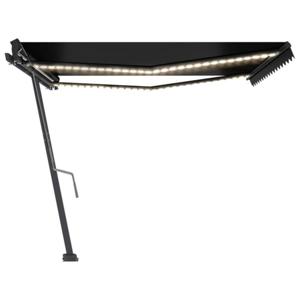 vidaXL Markis med LED manuellt infällbar 450x350 cm antracit