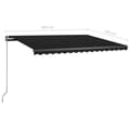 Miniatyrbild 11 av 11: vidaXL Markis med LED manuellt infällbar 450x350 cm antracit