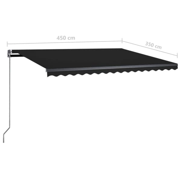 vidaXL Markis med LED manuellt infällbar 450x350 cm antracit