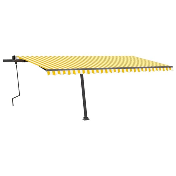 vidaXL Manuell uttrekkbar markise med LED 500x350 cm gul og hvit