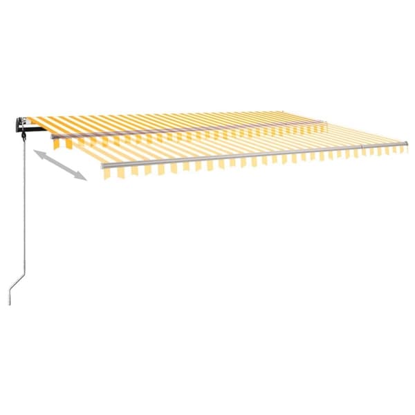 vidaXL Manuell uttrekkbar markise med LED 500x350 cm gul og hvit