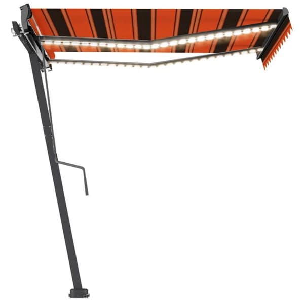 vidaXL markise m. LED-lys 300x250 cm manuel betjening orange og brun