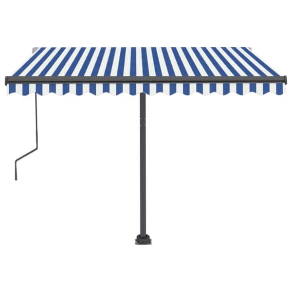 vidaXL Vapaasti seisova sisäänkelattava markiisi 300x250 cm sinivalk.