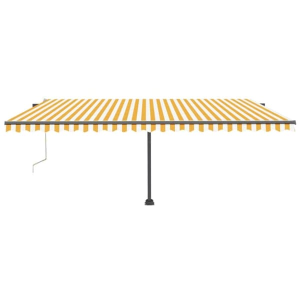 vidaXL markise m. LED + vindsensor 500x300 cm automatisk gul og hvid