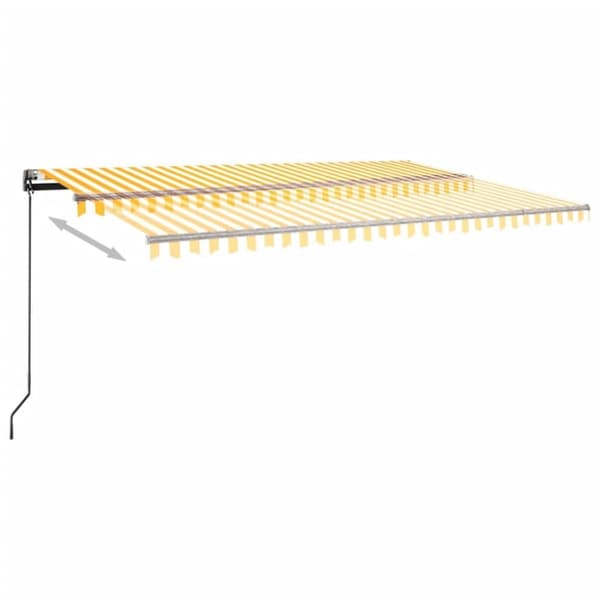 vidaXL markise m. LED + vindsensor 500x300 cm automatisk gul og hvid
