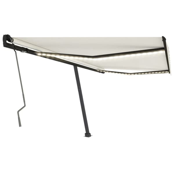 vidaXL Manuaalisesti sisäänkelattava markiisi LEDillä 400x350 cm kerma