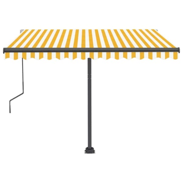 vidaXL Frittstående automatisk markise 300x250 cm gul og hvit