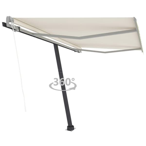 vidaXL Frittstående automatisk markise 350x250 cm kremhvit