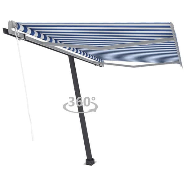 vidaXL Frittstående automatisk markise 350x250 cm blå og hvit