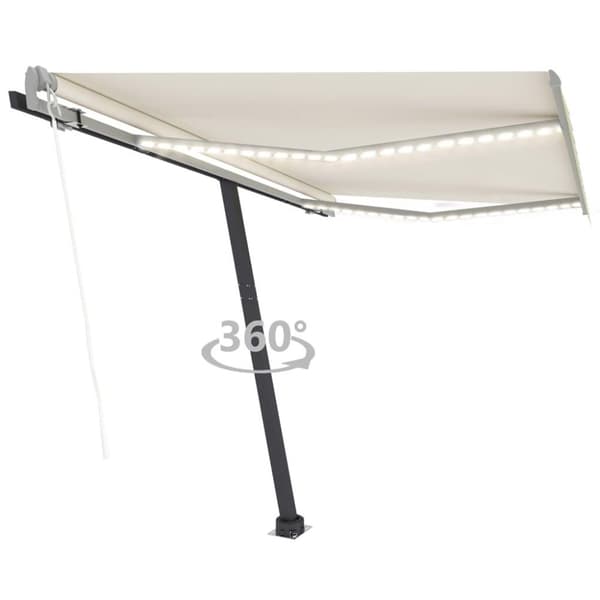 vidaXL Automatisk markise med LED og vindsensor 350x250 cm kremhvit