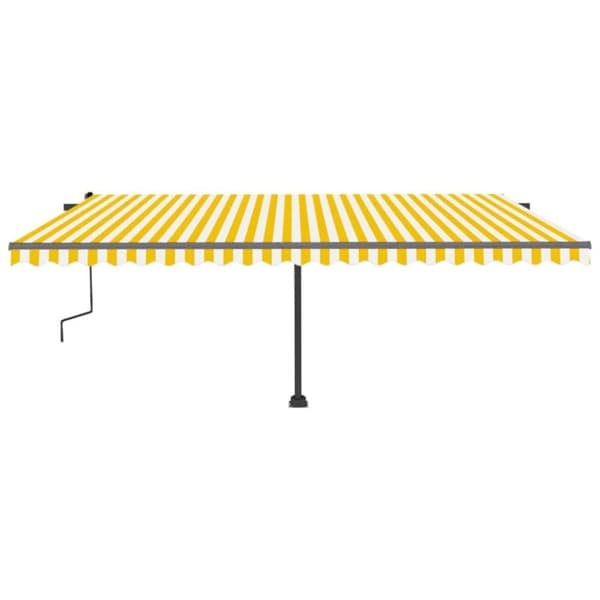 vidaXL Frittstående manuell uttrekkbar markise 500x300 cm gul/hvit