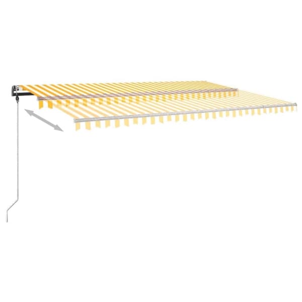 vidaXL Frittstående manuell uttrekkbar markise 500x300 cm gul/hvit