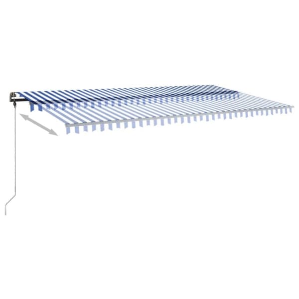 vidaXL Manuell uttrekkbar markise med LED 600x300 cm blå og hvit