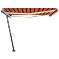 Miniatyrbilde 3 av 10: vidaXL Manuell uttrekkbar markise med LED 450x300 cm oransje og brun