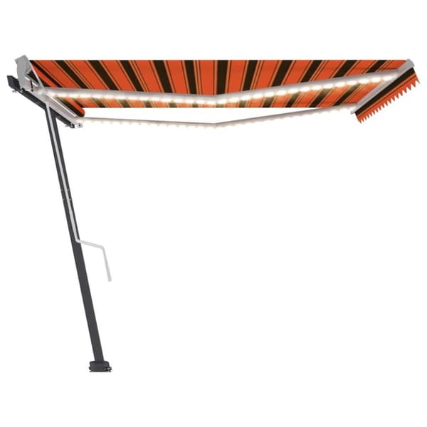 vidaXL Manuell uttrekkbar markise med LED 450x300 cm oransje og brun