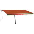 Miniatyrbilde 4 av 10: vidaXL Manuell uttrekkbar markise med LED 450x300 cm oransje og brun