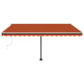 Miniatyrbilde 5 av 10: vidaXL Manuell uttrekkbar markise med LED 450x300 cm oransje og brun