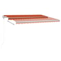 Miniatyrbilde 6 av 10: vidaXL Manuell uttrekkbar markise med LED 450x300 cm oransje og brun