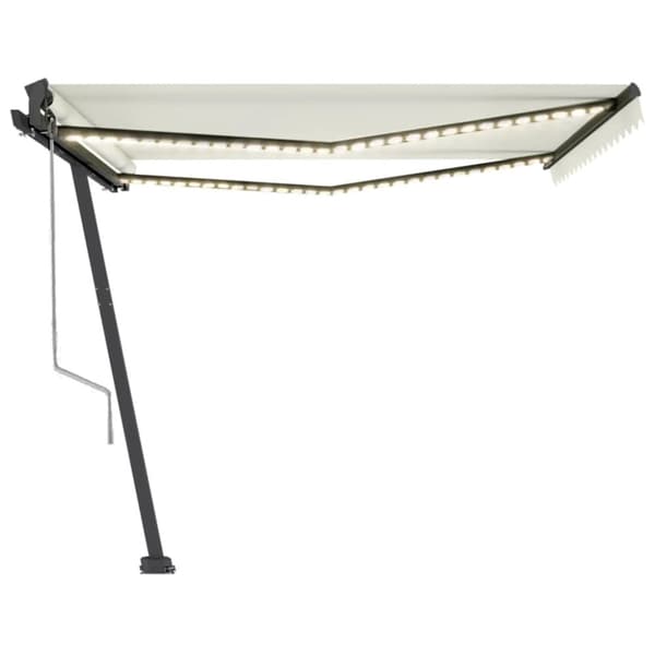 vidaXL Automatisk markis med vindsensor & LED 450x350 cm gräddvit