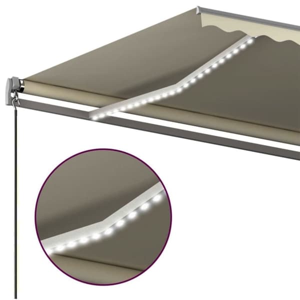 vidaXL Automatisk markis med vindsensor & LED 450x350 cm gräddvit