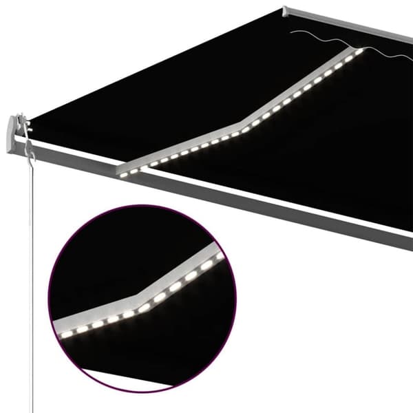 vidaXL Manuell uttrekkbar markise med LED 600x300 cm antrasitt