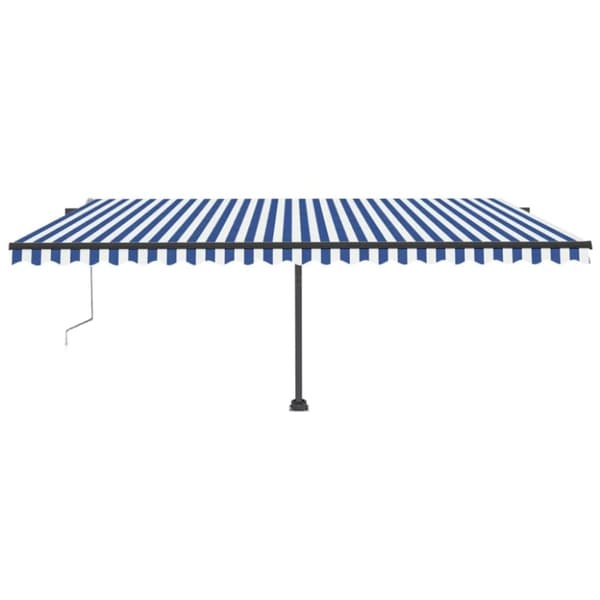 vidaXL Frittstående automatisk markise 500x300 cm blå/hvit