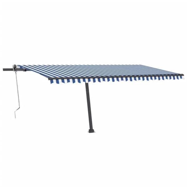 vidaXL Frittstående automatisk markise 500x300 cm blå/hvit