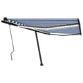 Miniatyrbilde 2 av 11: vidaXL Manuell uttrekkbar markise med LED 400x350 cm blå og hvit