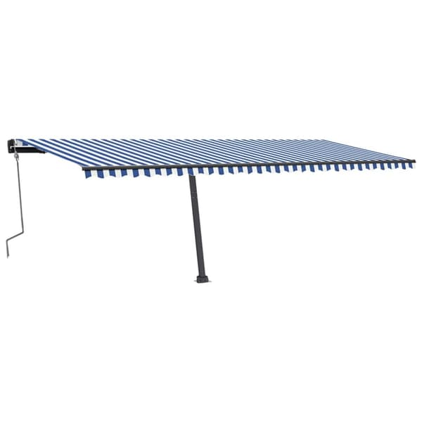 vidaXL Manuell uttrekkbar markise med LED 600x350 cm blå og hvit