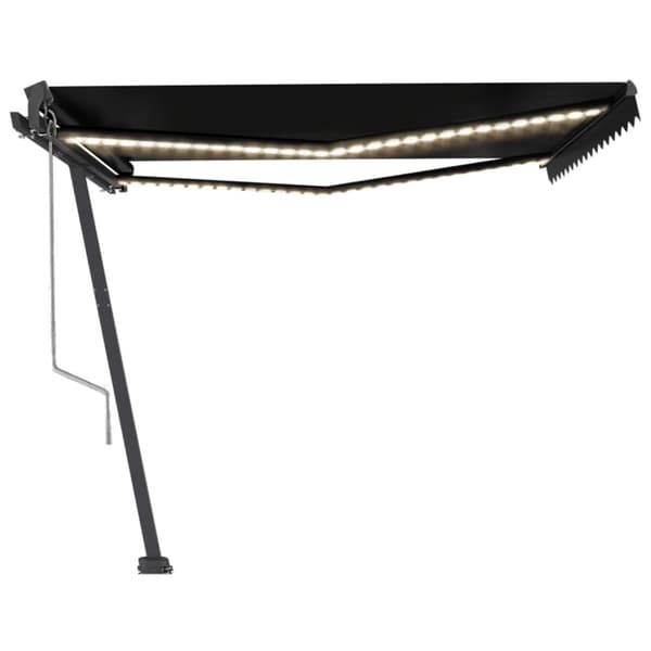 vidaXL Automatisk markis med vindsensor & LED 450x350 cm antracit