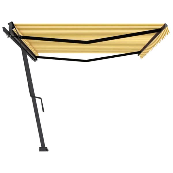 vidaXL Frittstående manuell uttrekkbar markise 500x350 cm gul/hvit